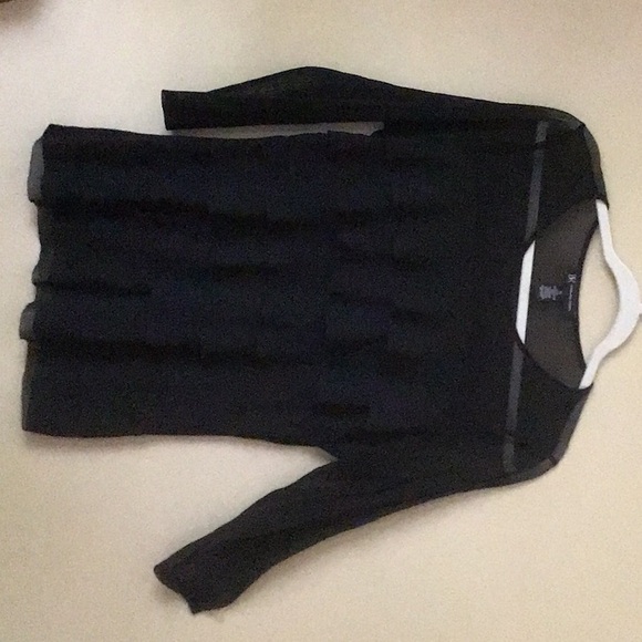 INC black top size XL. Sheer neck and sleeve with sheer ruffles in the front. - Picture 2 of 8